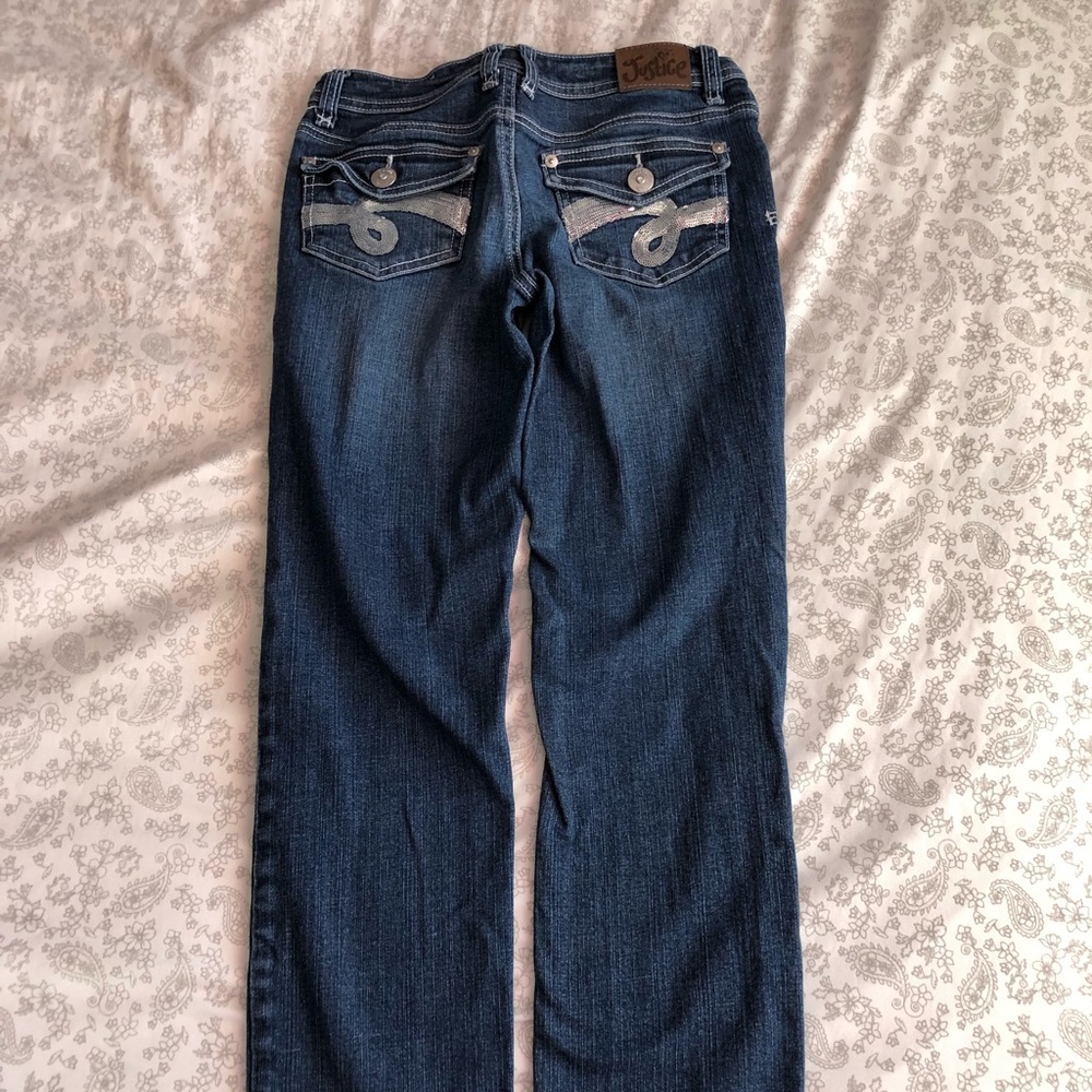 Justice Jeans with silver sequined back pocket